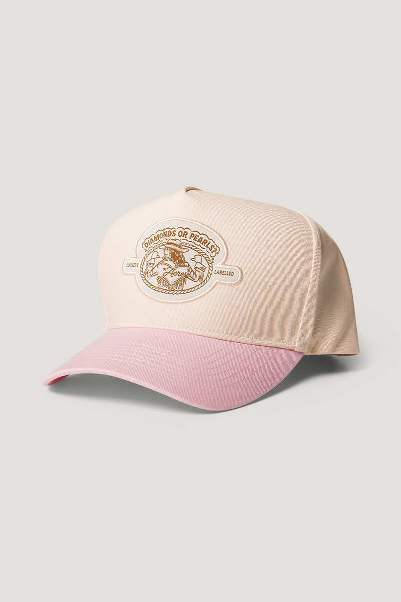 Country Labelled Cap - Pink & White - Acres