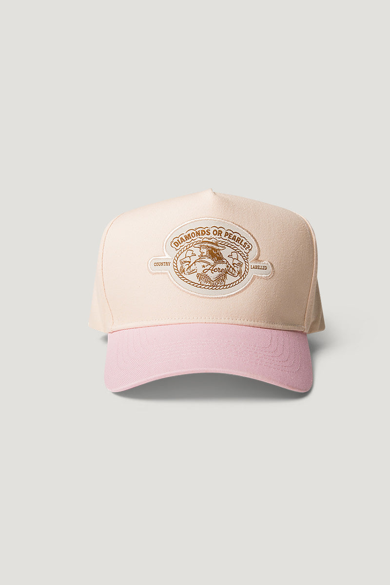 Country Labelled Cap - Pink & White - Acres