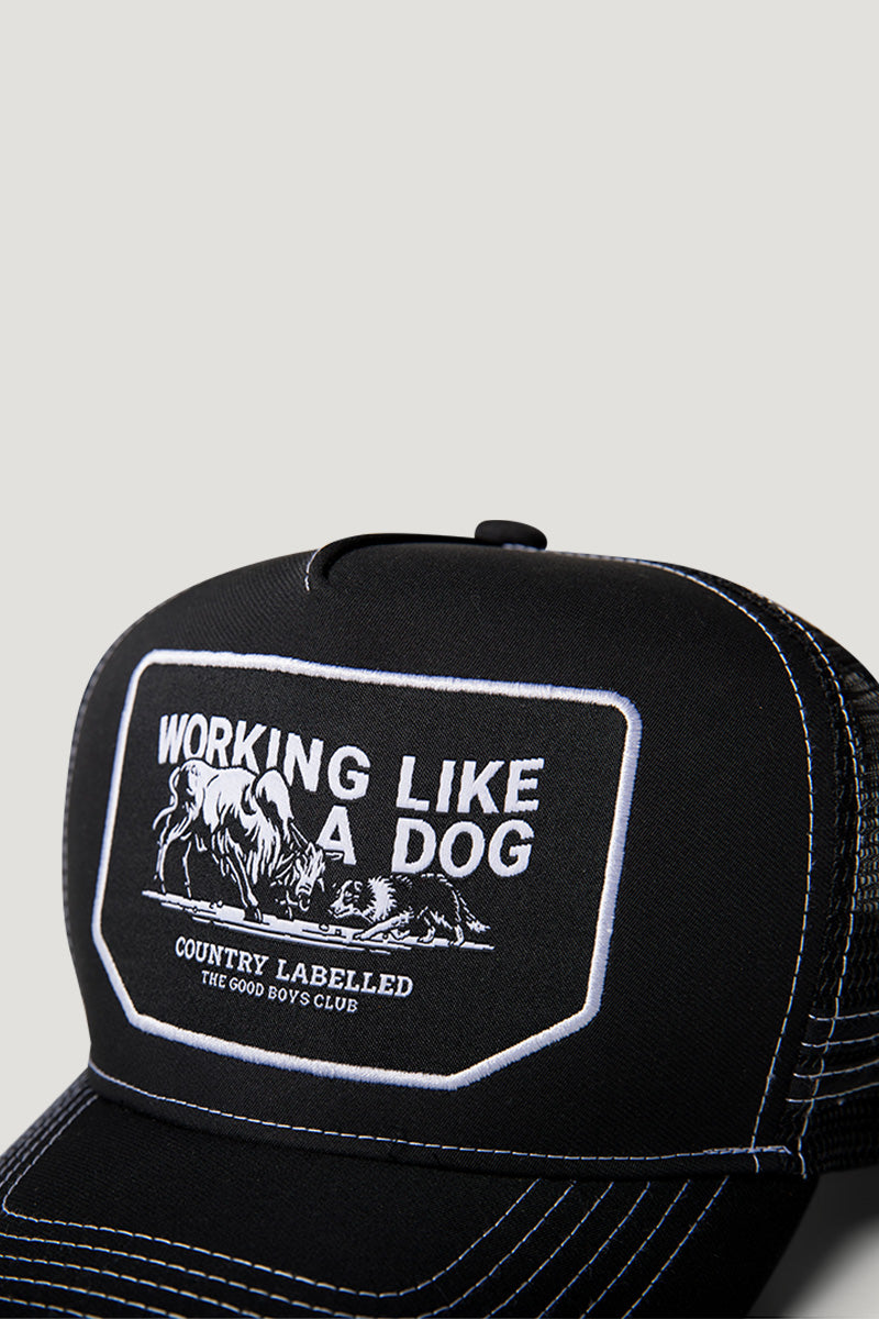 Country Labelled Cap - Working Like A Dog - Black WaterProof