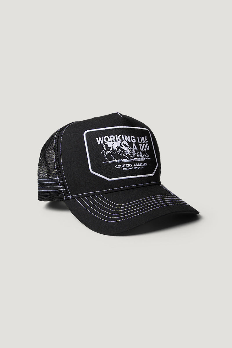 Country Labelled Cap - Working Like A Dog - Black WaterProof