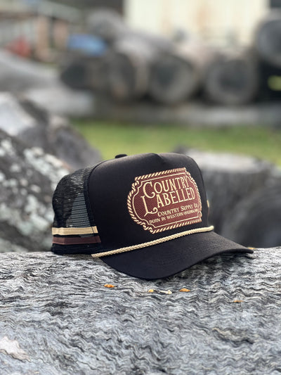 Country Labelled Cap - CL Badge Black & Gold