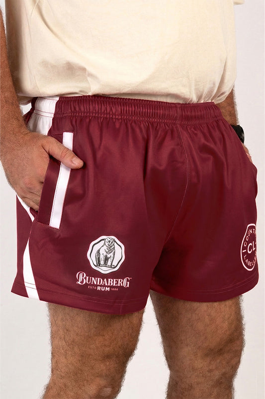 Footy Shorts - Bundy Rum - Maroon