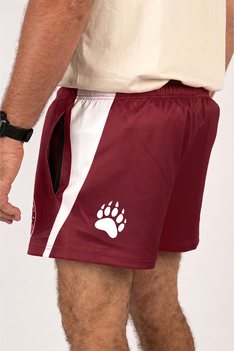 Footy Shorts - Bundy Rum - Maroon