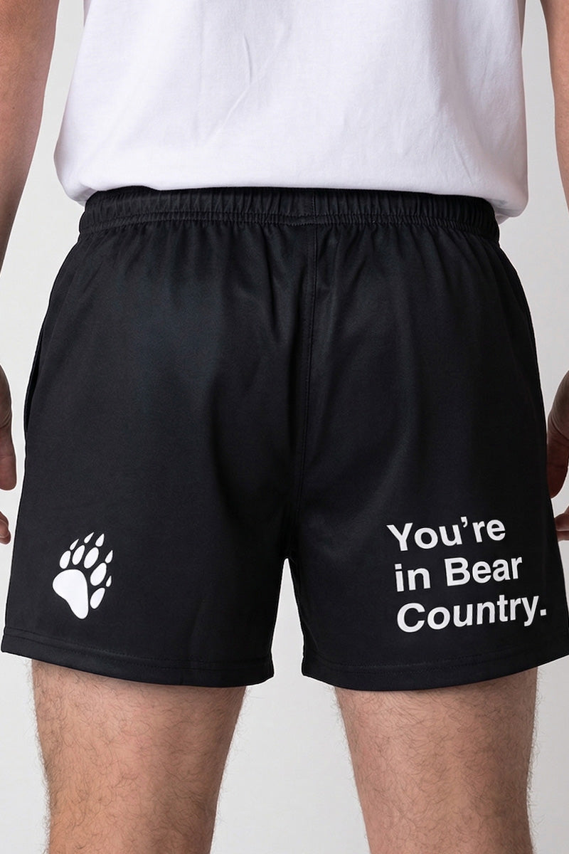 Footy Shorts - Bundy Rum Bear Country - Black