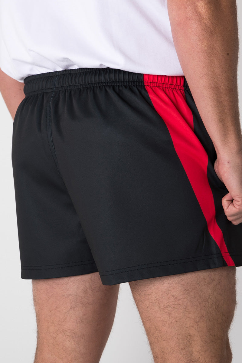 Footy Shorts - Shell Raisin' - Black & Red