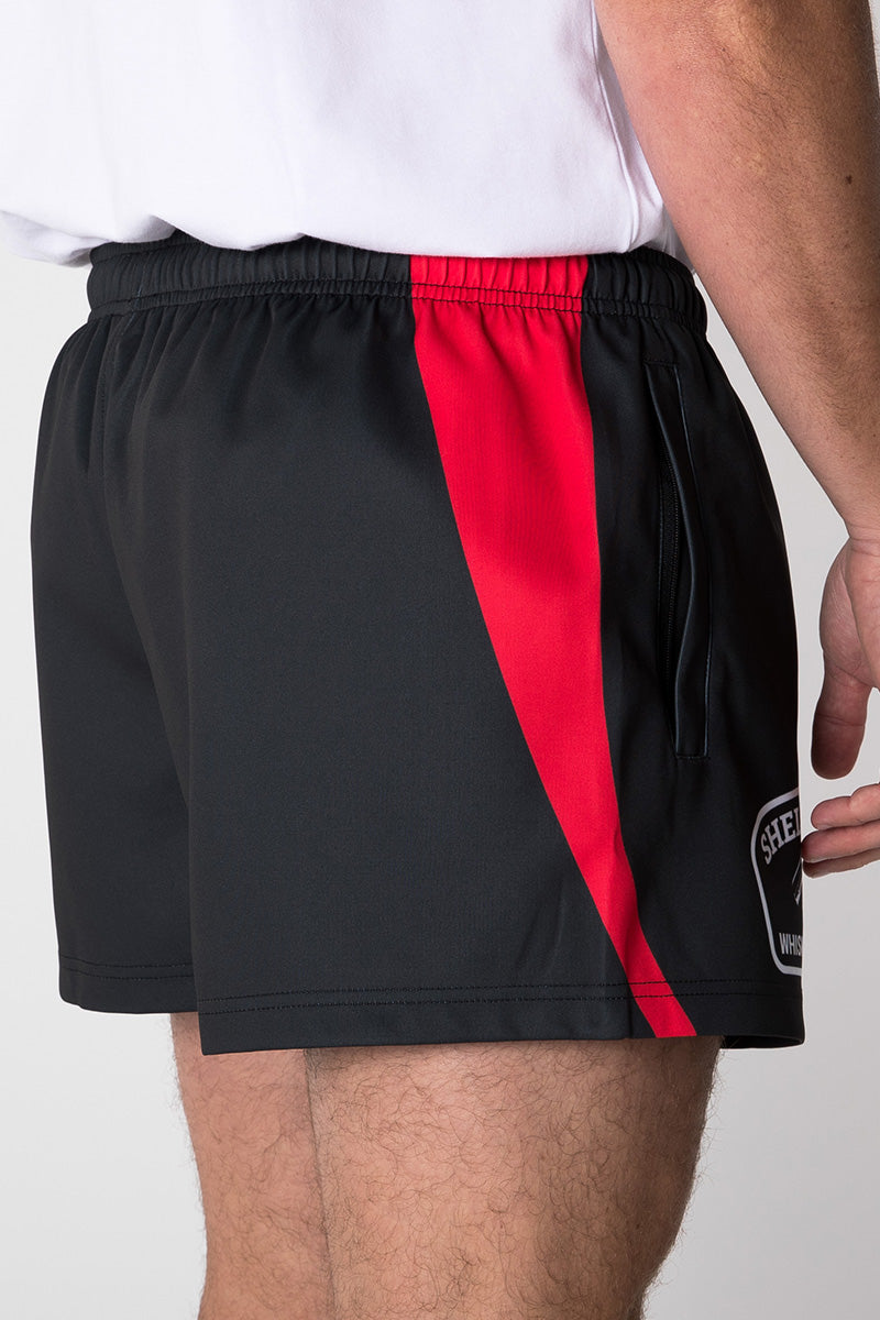 Footy Shorts - Shell Raisin' - Black & Red