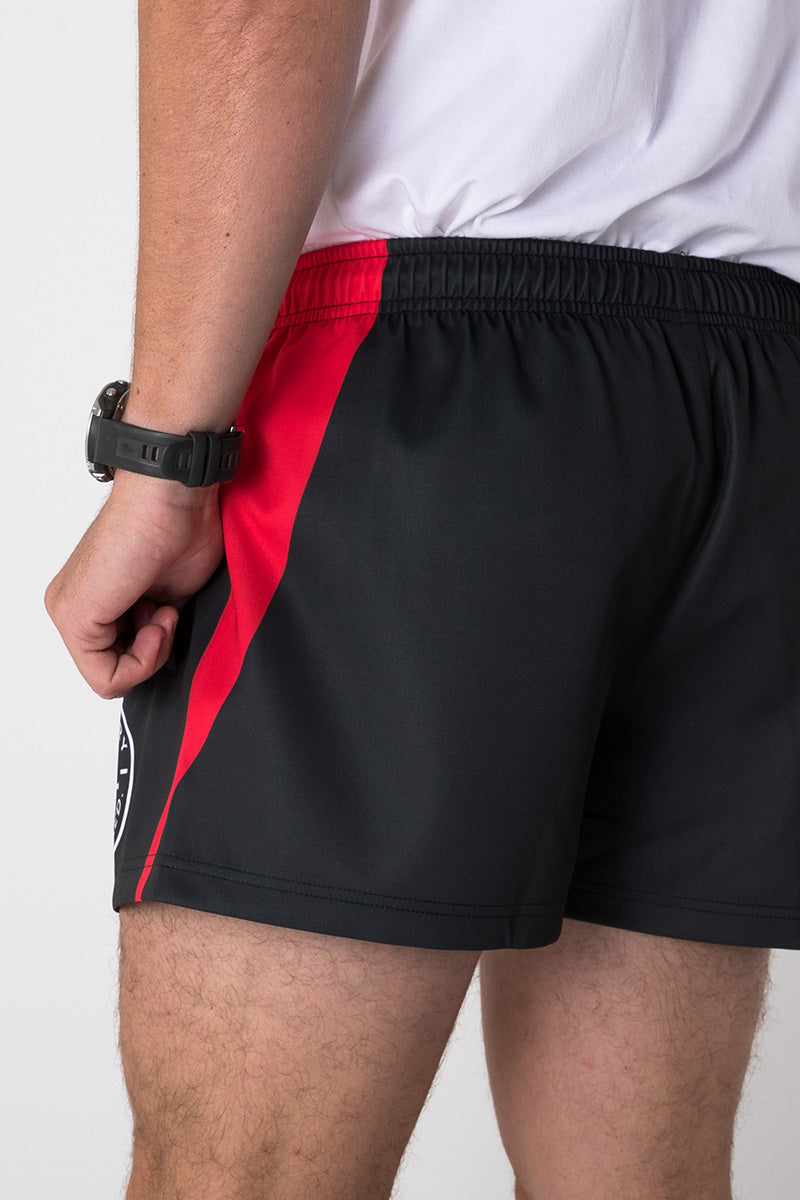 Footy Shorts - Shell Raisin' - Black & Red