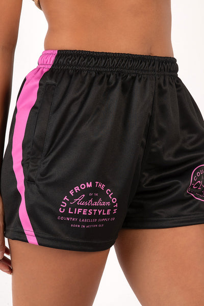 Footy Shorts Black & Pink