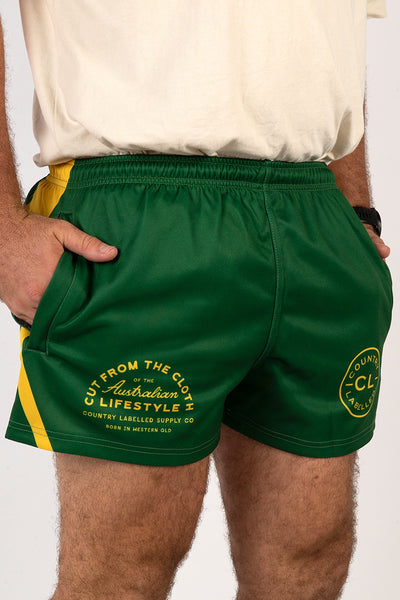 Footy Shorts Green & Gold
