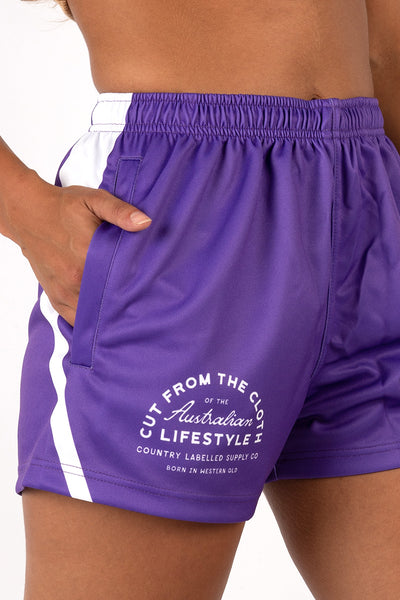 Footy Shorts Purple & White