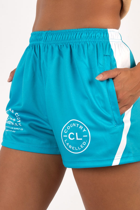 Footy Shorts Teal & White