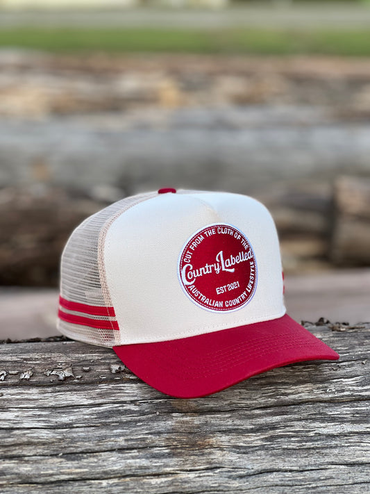 Country Labelled Cap - CL Patch - Cream & Red