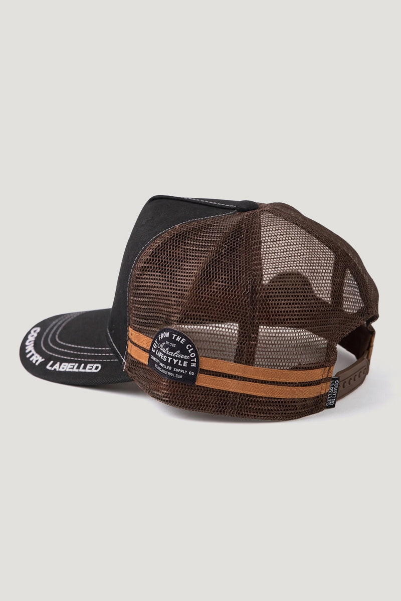 Country Labelled Cap - Shell Raisin' Whiskey Shootin' - Black & Camo