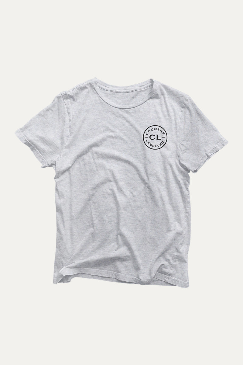 Kids Classic Signature CL T Shirt - Grey Marle - Black Logo