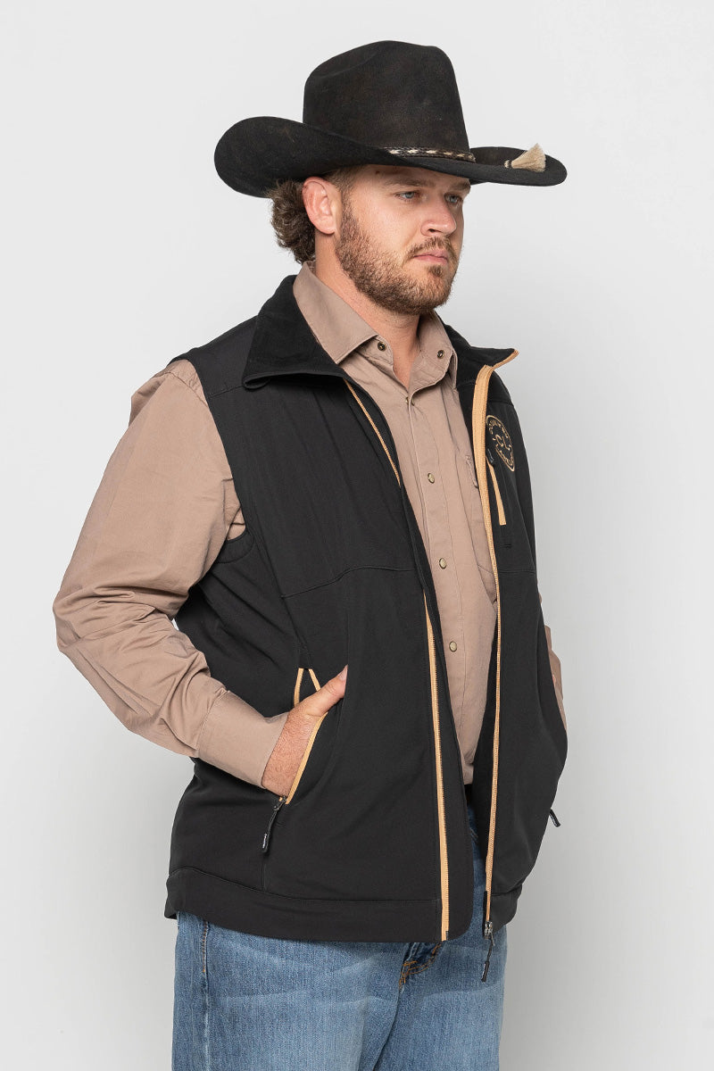 Mens - Maverick - Soft Shell Vest -  Black & Tan