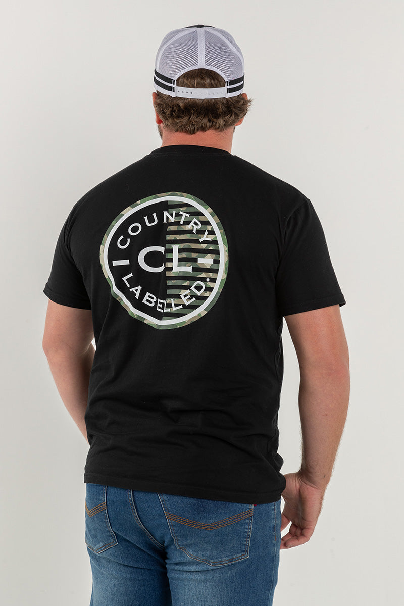 Mens Classic Signature CL T Shirt - Black - Camo Logo