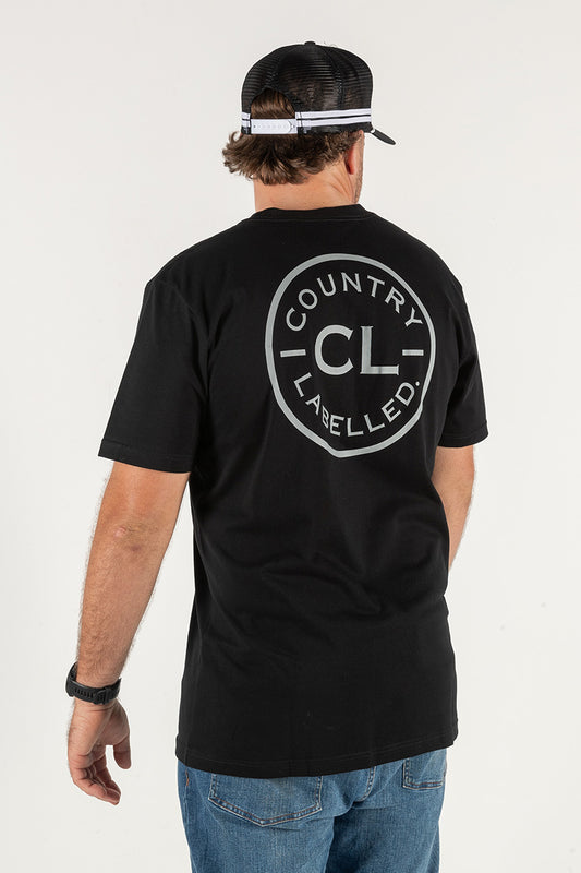 Mens Classic Signature CL T Shirt - Black - Grey Logo on