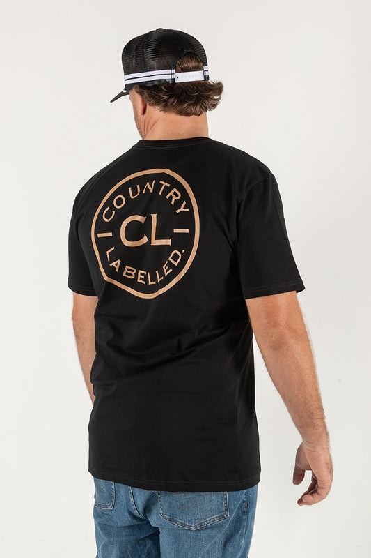 Mens Classic Signature CL T Shirt - Black - Tan Logo