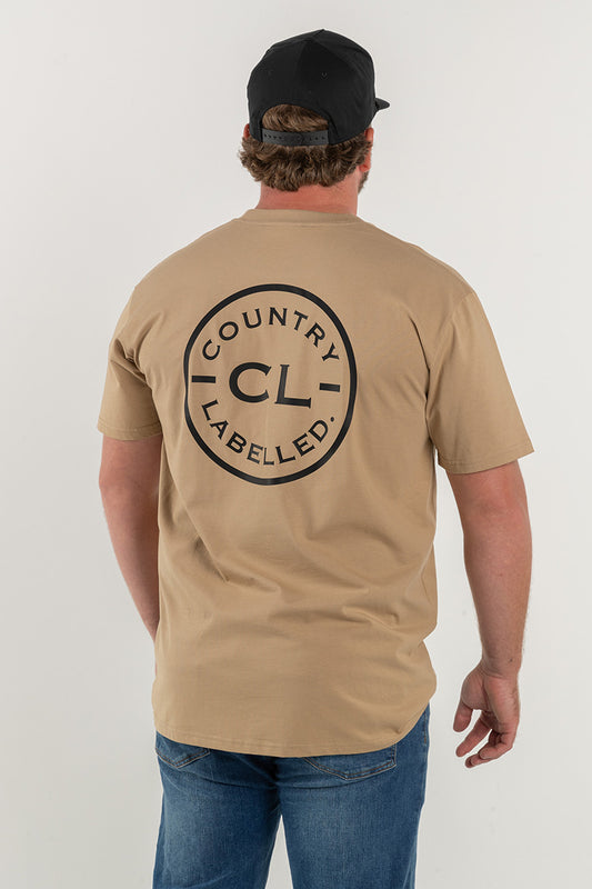 Mens Classic Signature CL T Shirt - Khaki - Black Logo