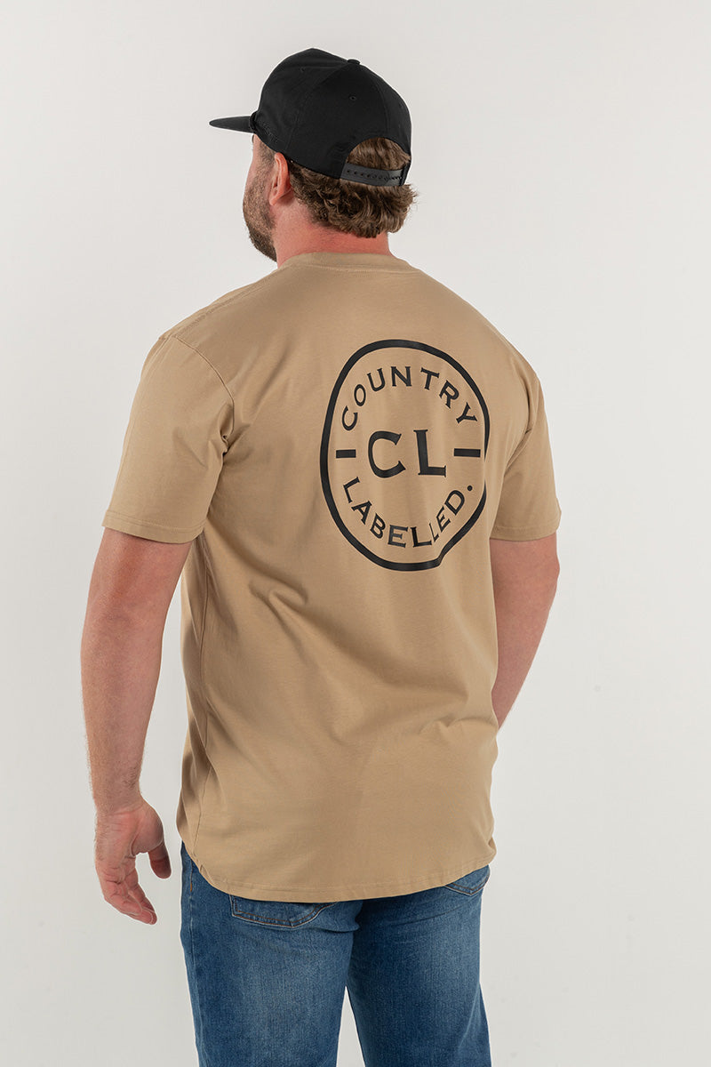 Mens Classic Signature CL T Shirt - Khaki - Black Logo
