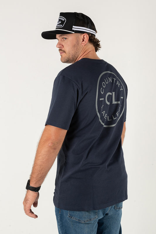 Mens Classic Signature CL T Shirt - Navy - Grey Logo