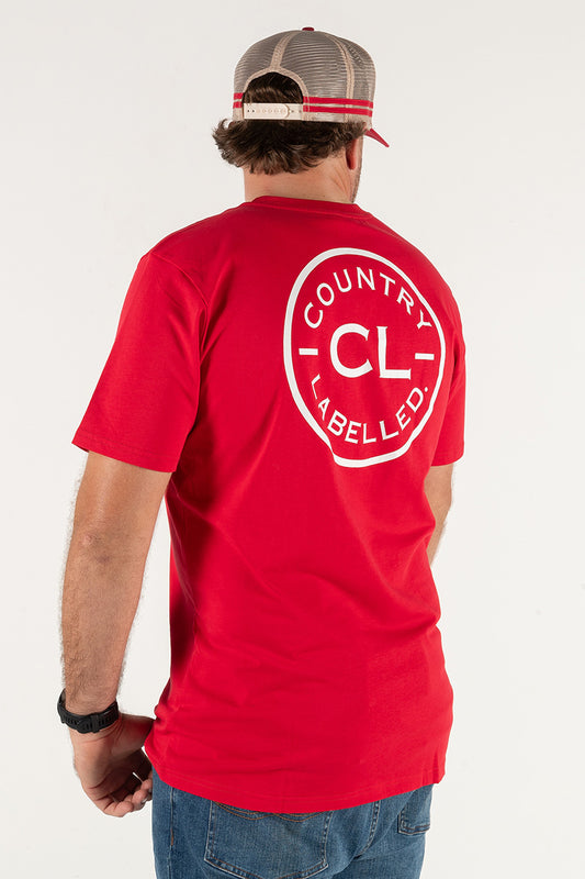 Mens Classic Signature CL T Shirt - Red - White Logo