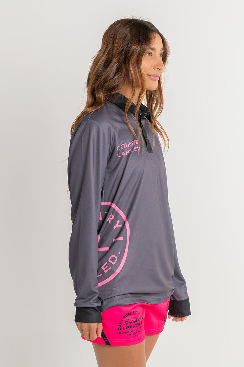 Signature Fishing Shirt - Storm Grey & Pink
