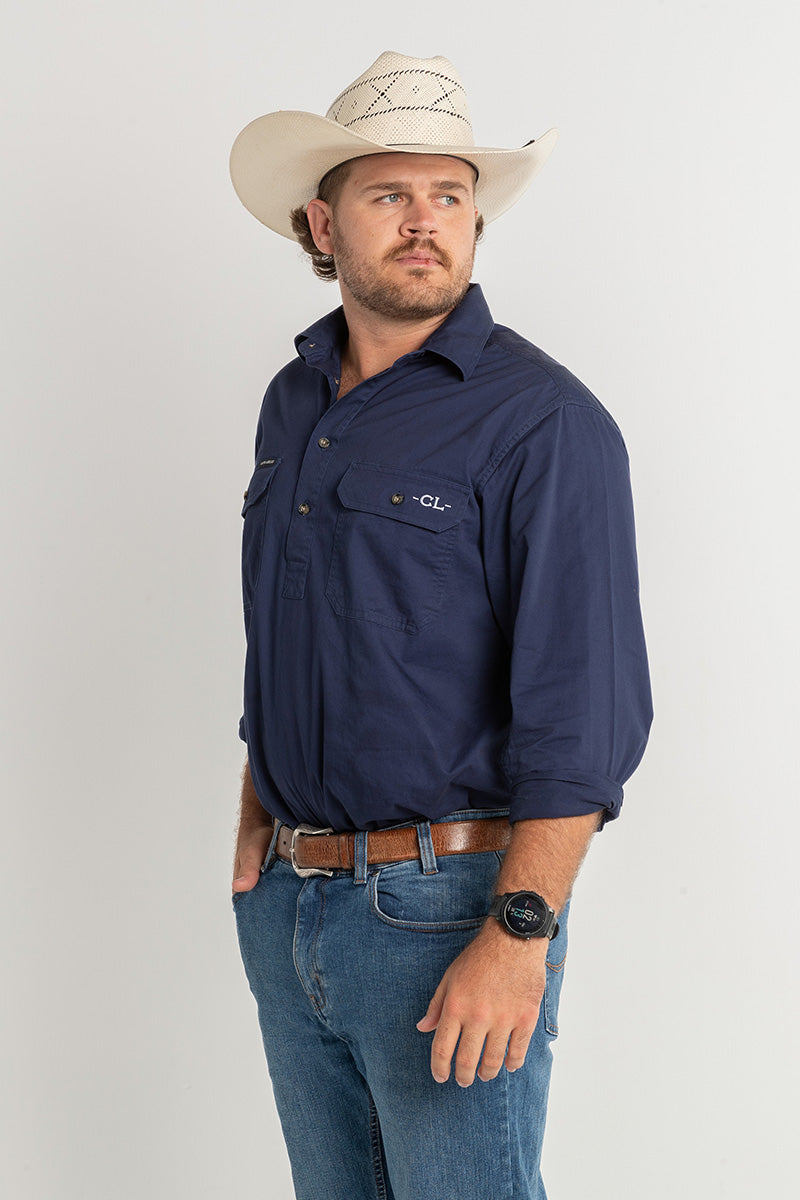The Cattleman's Work Shirt - Navy