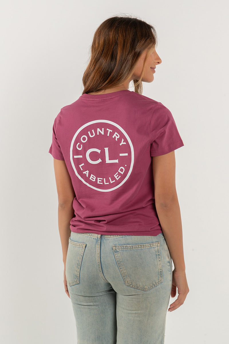 Women's Classic Signature CL T Shirt  - Berry - White Logo