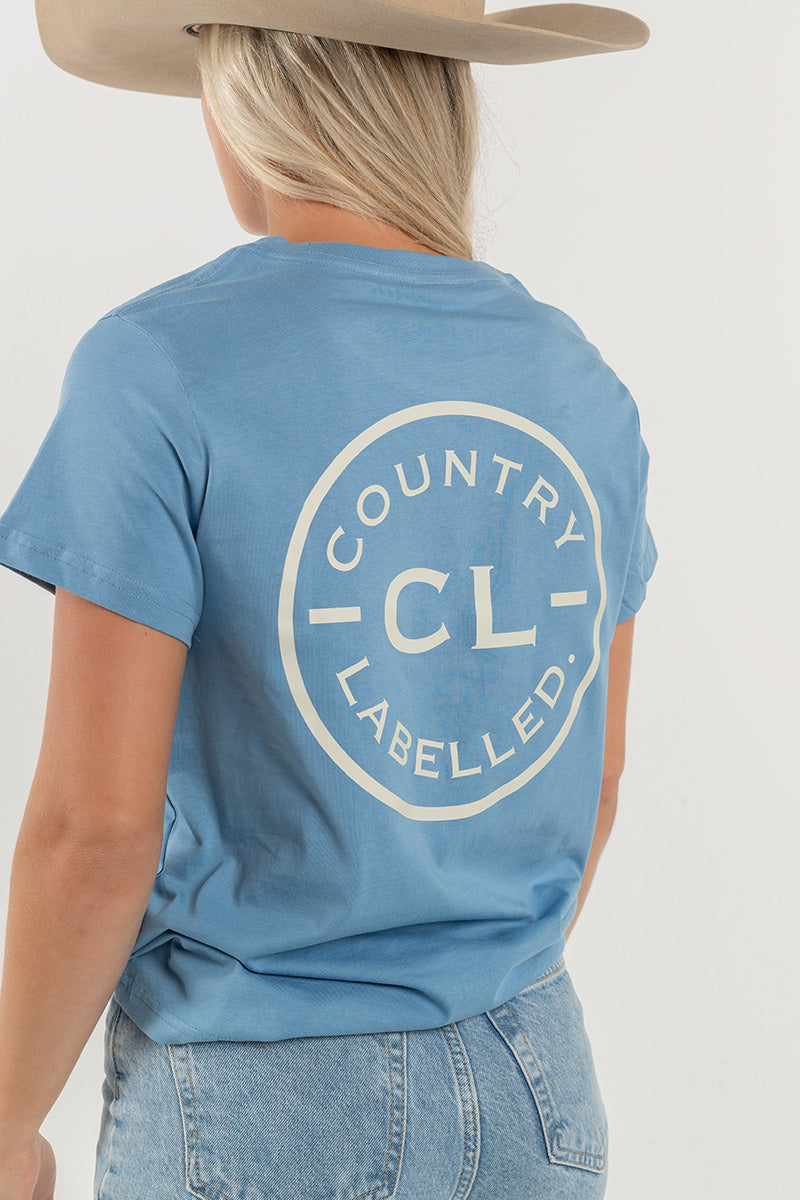 Women's Classic Signature CL T Shirt  - Carolina Blue - Cream Logo