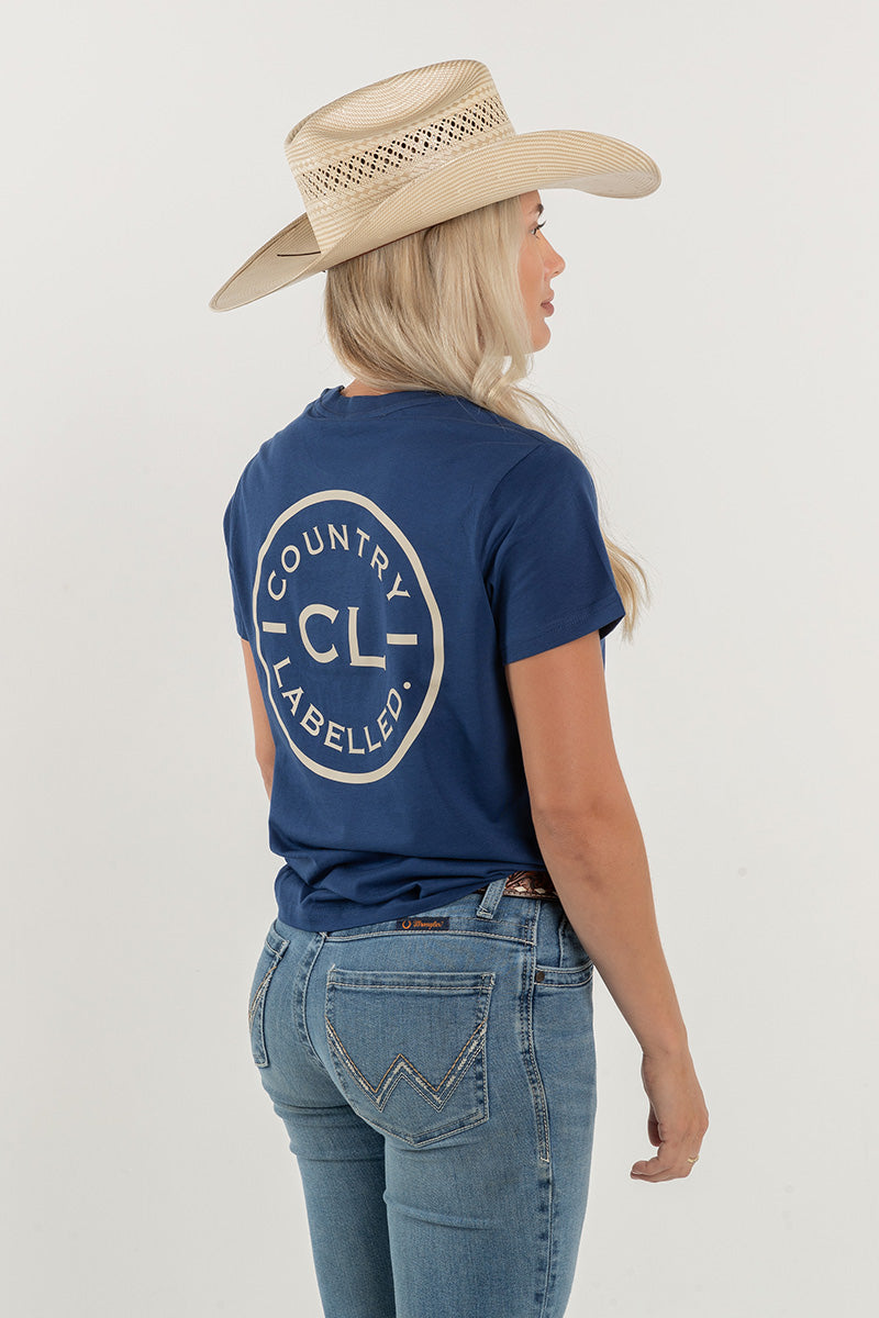 Women's Classic Signature CL T Shirt  - Cobalt - Gold Logo