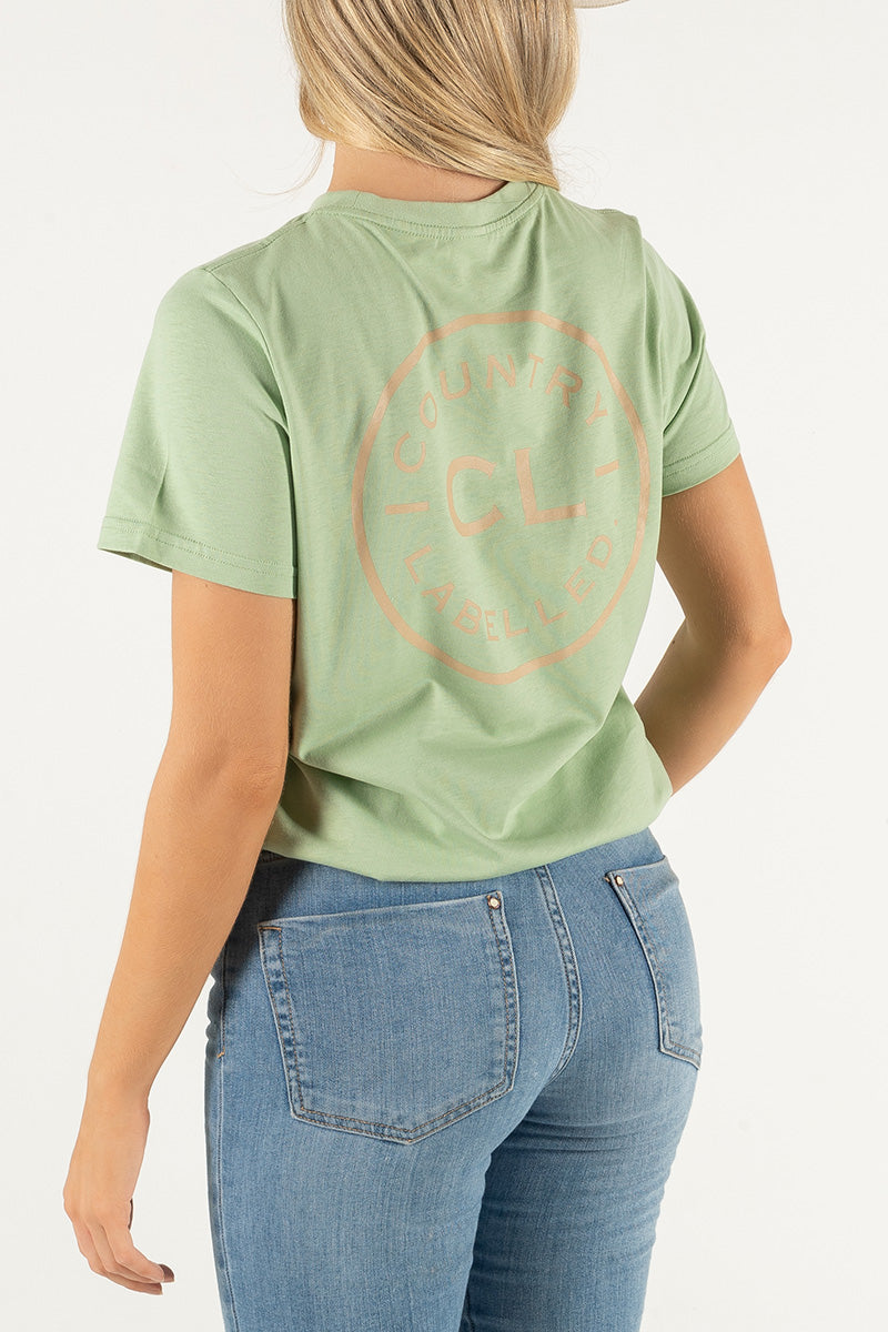 Women's Classic Signature CL T Shirt  - Sage - Natural Logo Version 2