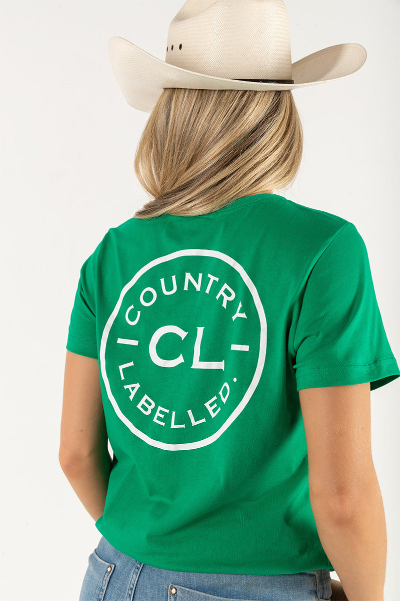 Women's Classic Signature CL T Shirt  - Forest Green - White  Logo