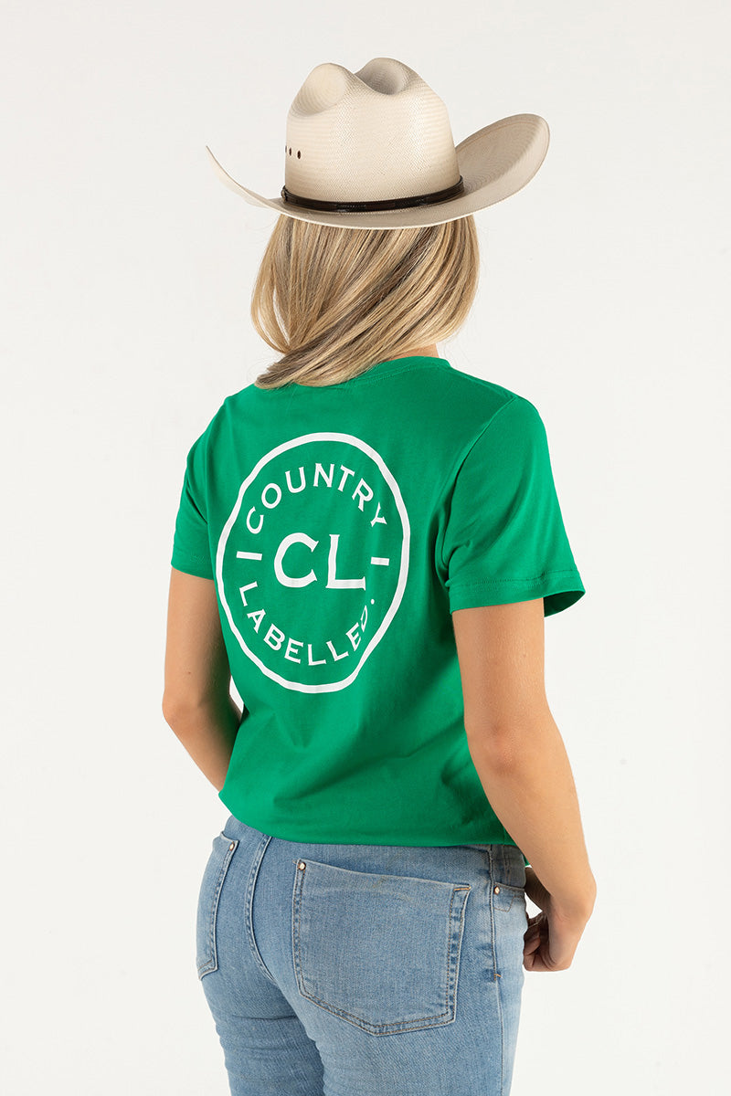 Women's Classic Signature CL T Shirt  - Forest Green - White  Logo