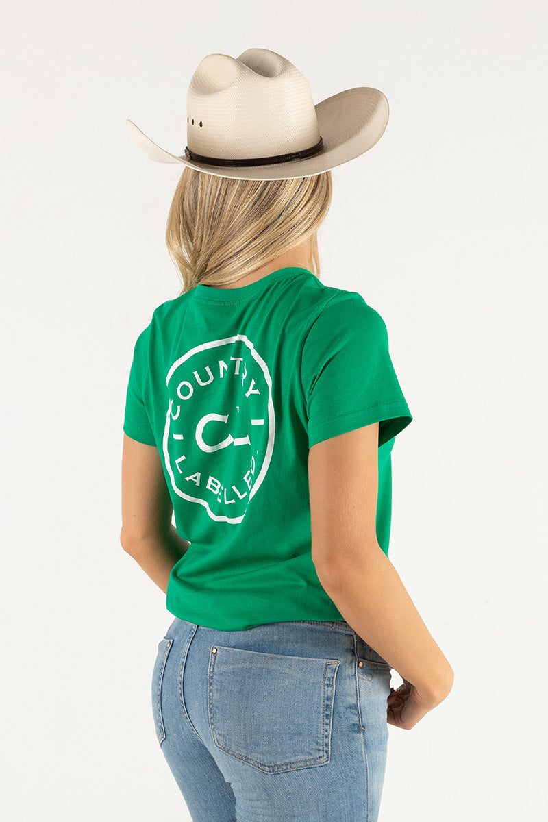 Women's Classic Signature CL T Shirt  - Forest Green - White  Logo