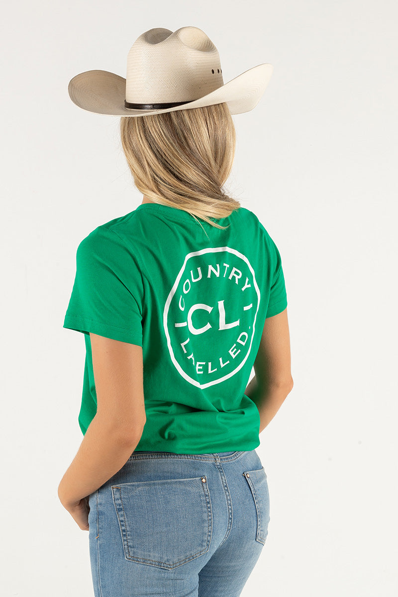 Women's Classic Signature CL T Shirt  - Forest Green - White  Logo