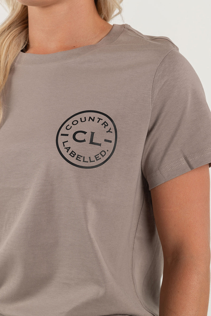 Women's Classic Signature CL T Shirt  - Mushroom - Cut From Cloth Black Logo