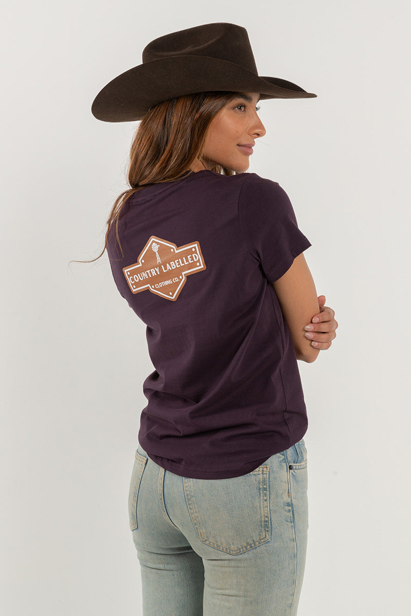 Women's Classic Signature CL T Shirt  - Plum - Windmill Logo
