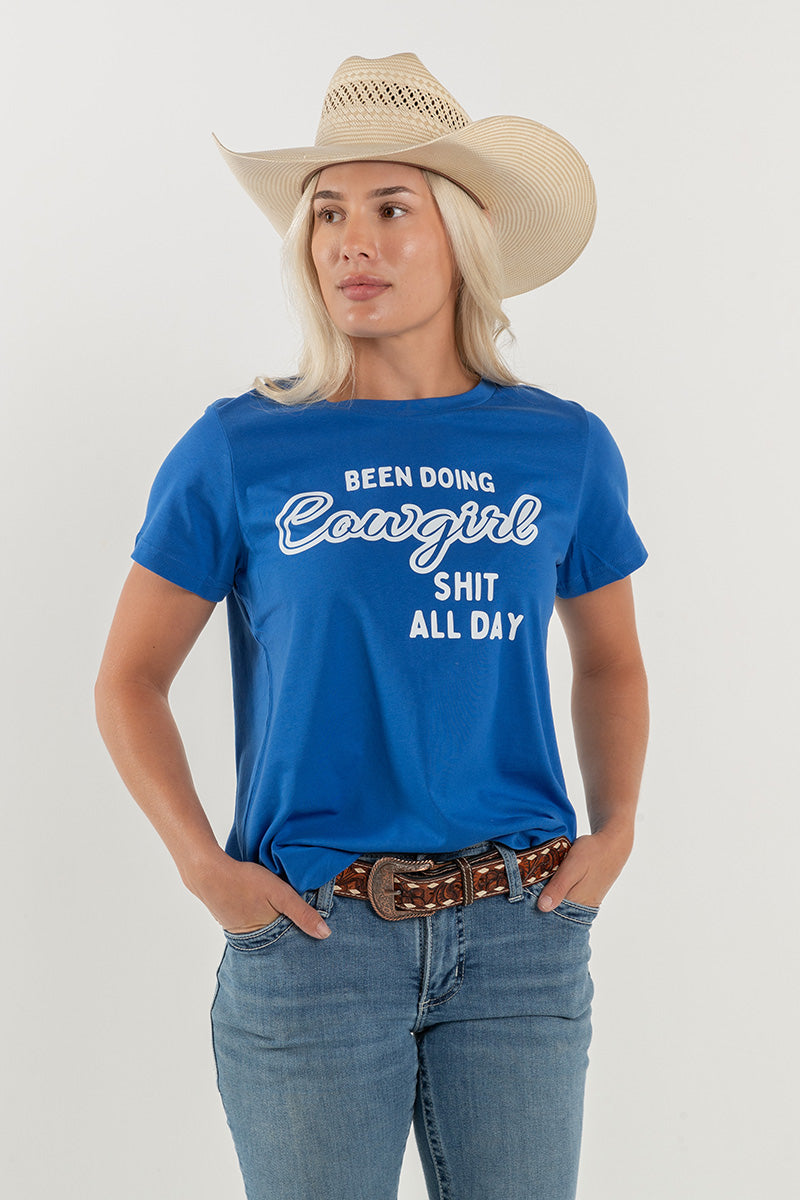 Women's Classic Signature CL T Shirt  - Royal Blue - Cowgirl All Day Logo