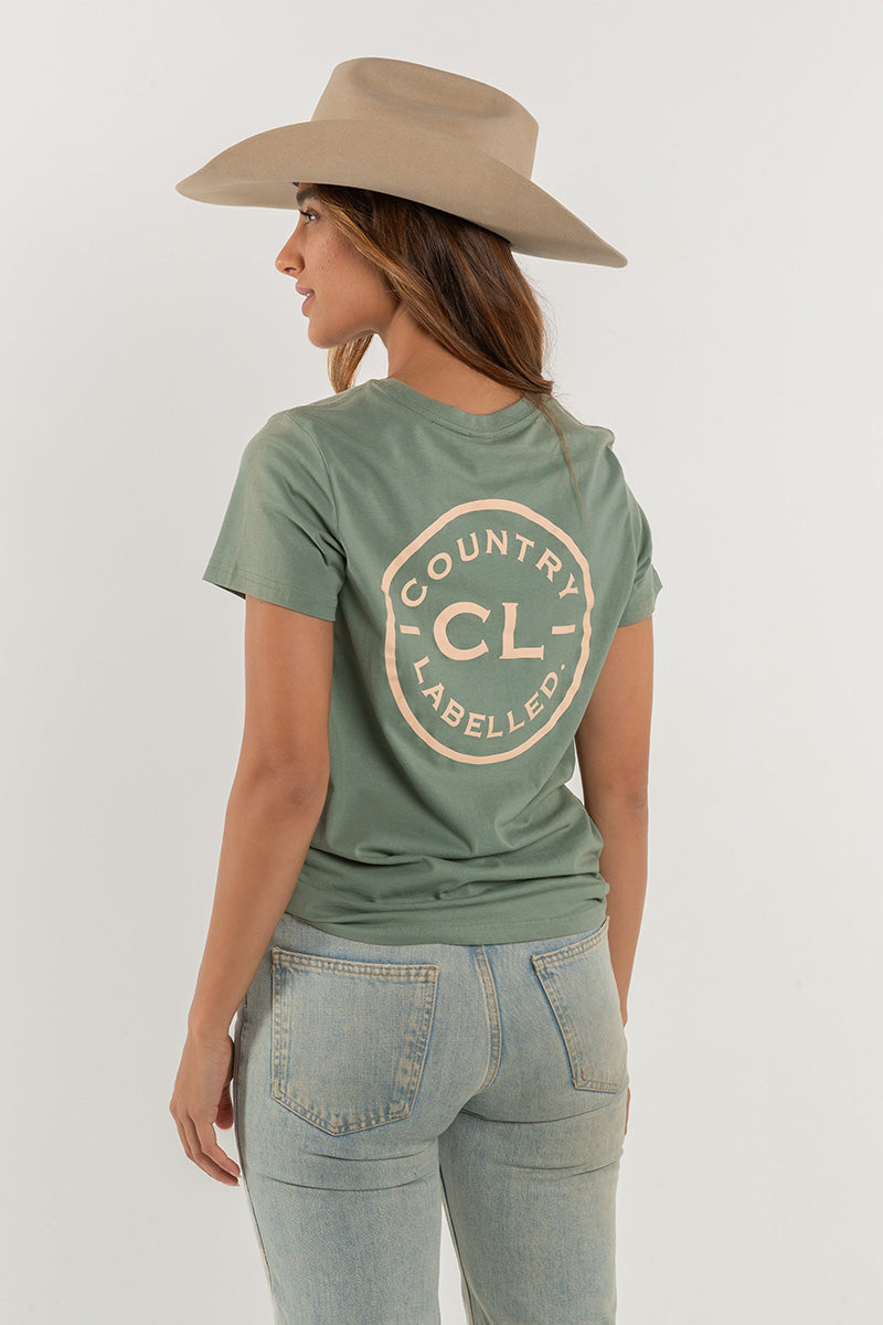 Women's Classic Signature CL T Shirt  - Sage - Natural Logo