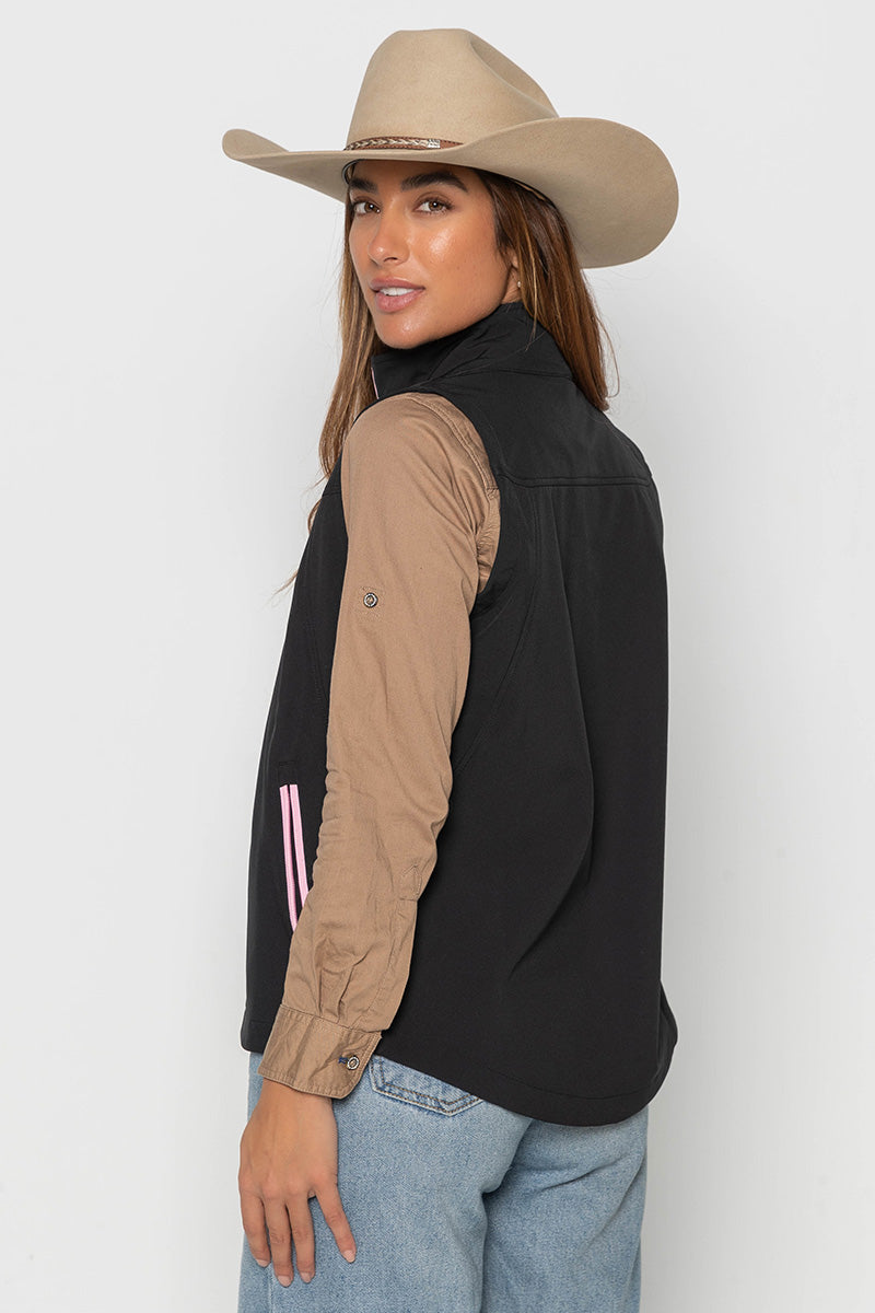 Womens - Rustler - Soft Shell Vest - Black & Pink