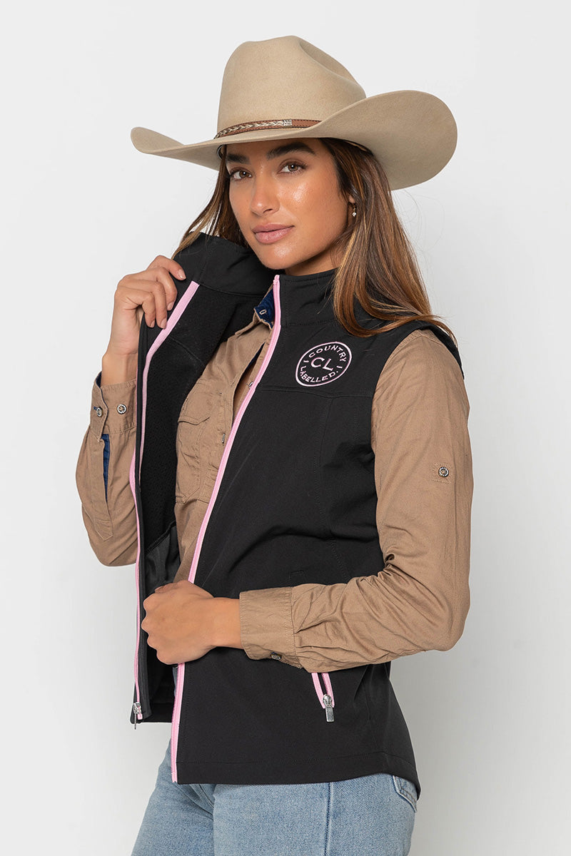 Womens - Rustler - Soft Shell Vest - Black & Pink