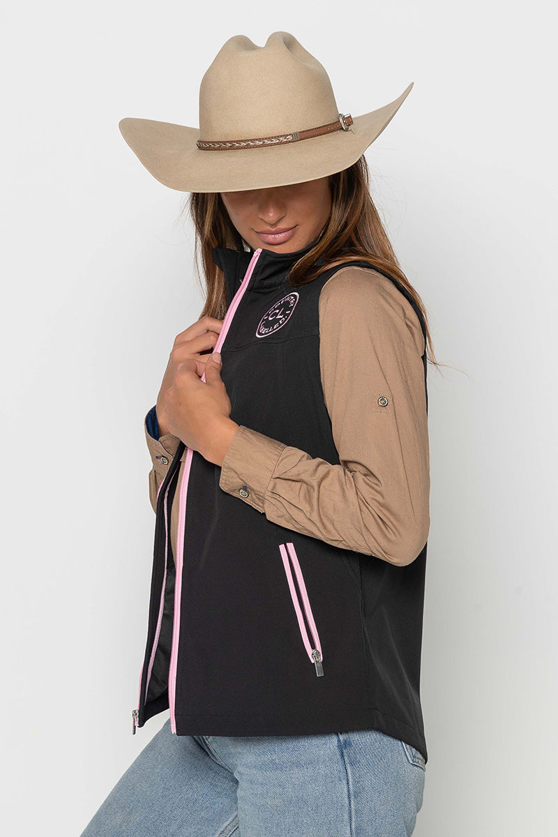 Womens - Rustler - Soft Shell Vest - Black & Pink