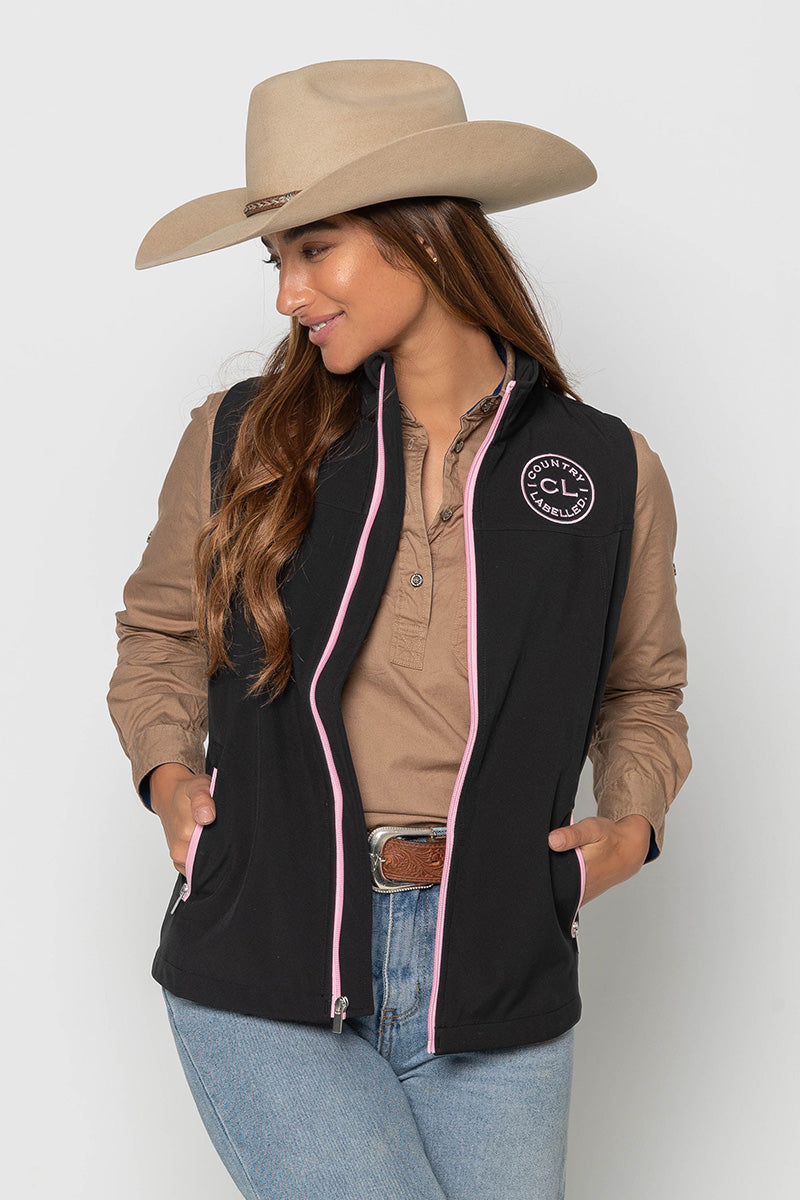 Womens - Rustler - Soft Shell Vest - Black & Pink