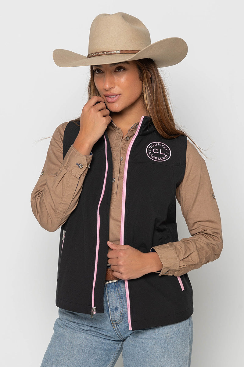 Womens - Rustler - Soft Shell Vest - Black & Pink