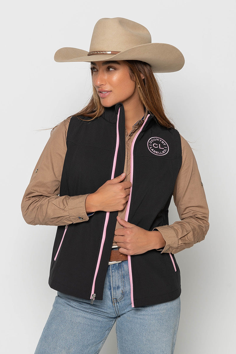 Womens - Rustler - Soft Shell Vest - Black & Pink