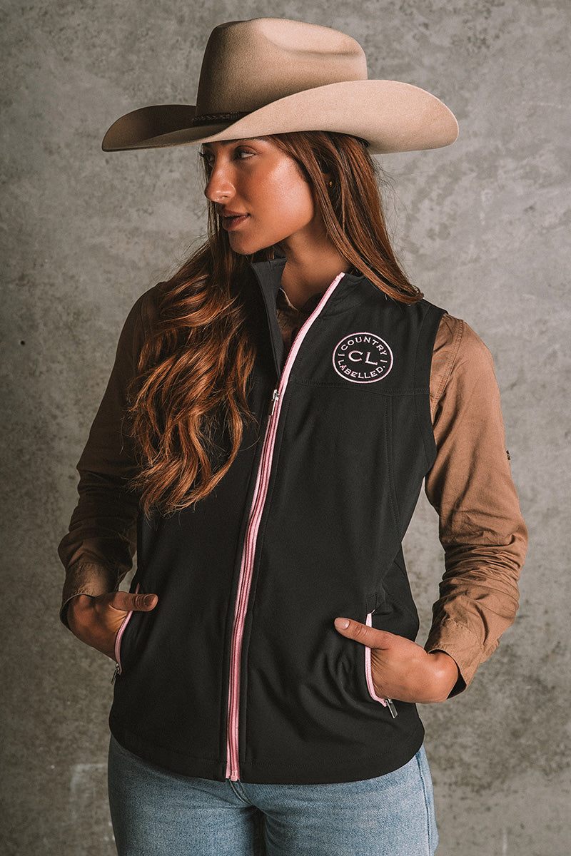 Womens - Rustler - Soft Shell Vest - Black & Pink