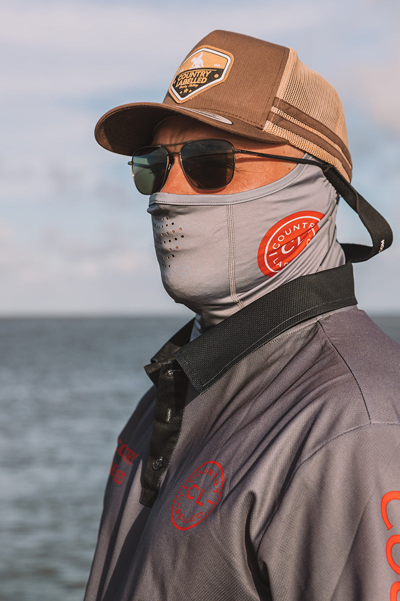Fishing Mask - Storm Grey - Red Logo