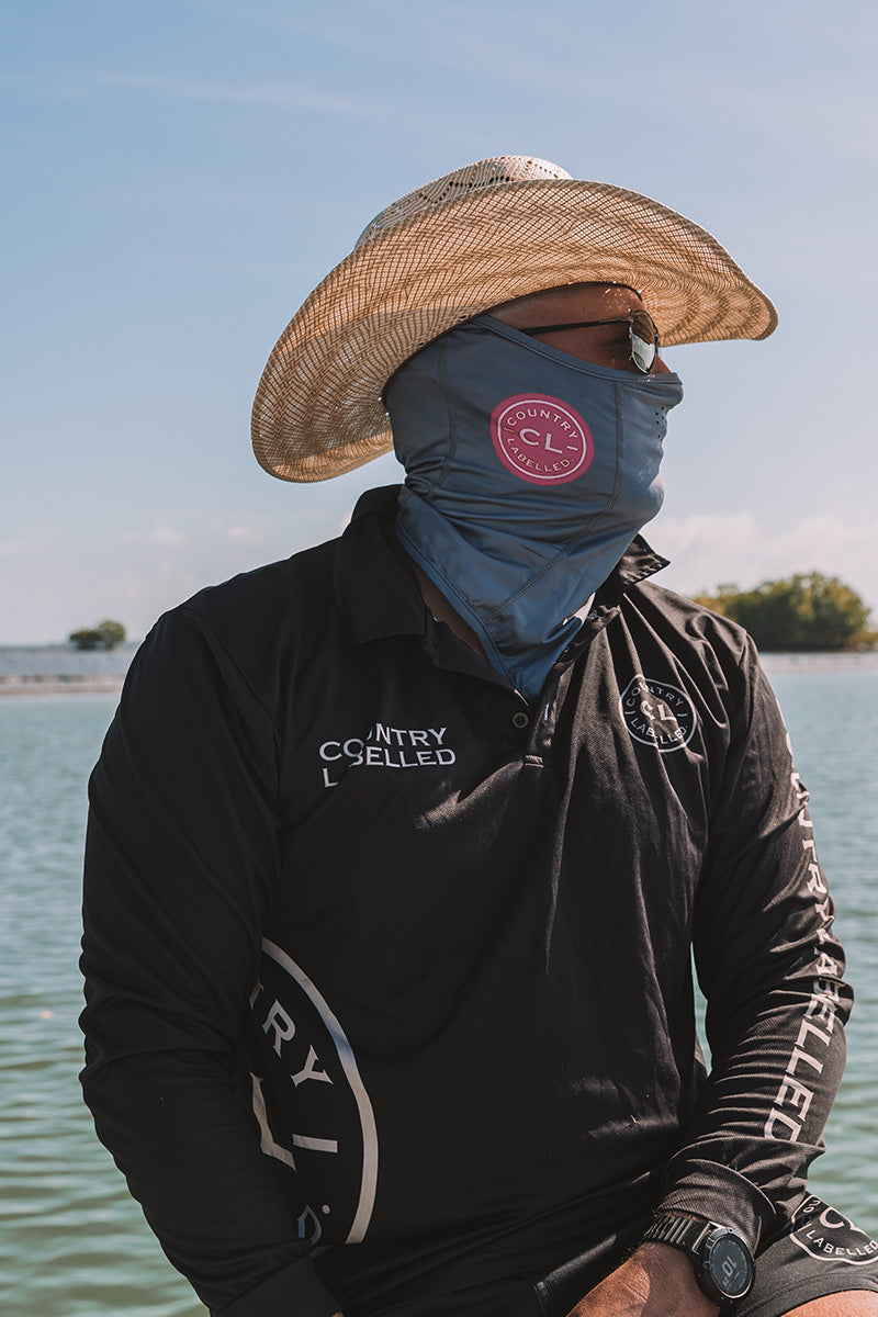 Fishing Mask - Storm Grey - Pink Logo