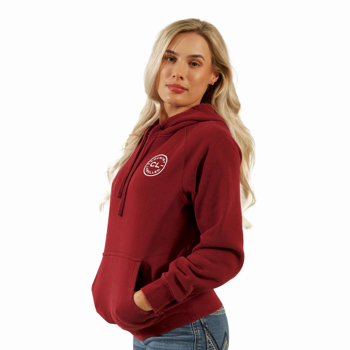 Women's Hoodies - Burgundy - White Logo